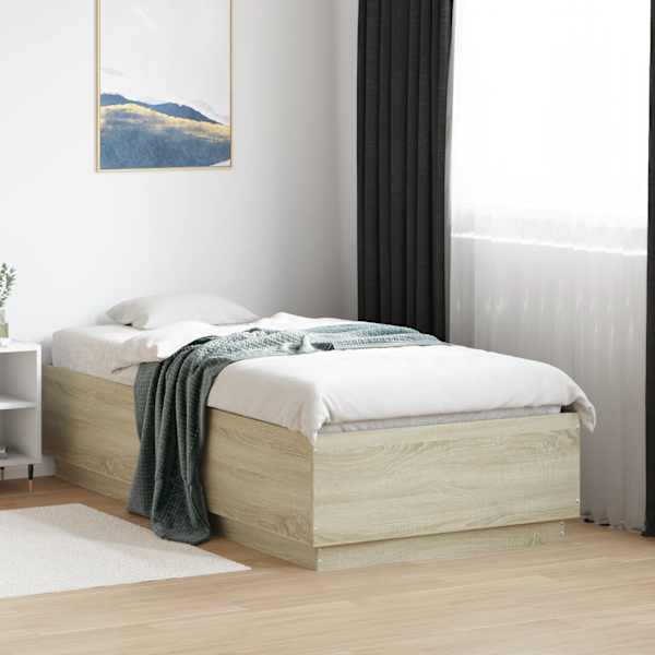 Voodiraam, sonoma tamm, 75 × 190 cm, tehispuit — mudel 3209760