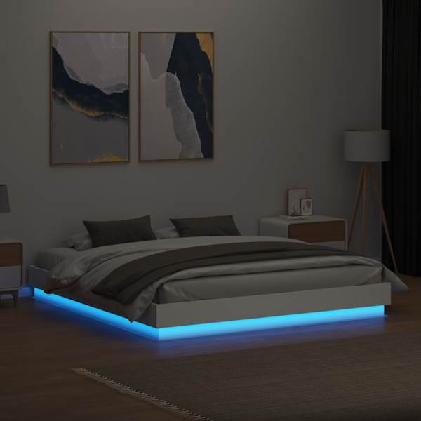 LED-valgustusega voodiraam, valge, 180 × 200 cm — mudel 3209772