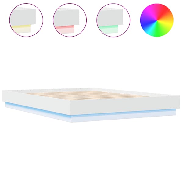 LED-valgustusega voodiraam, valge, 160 × 200 cm — mudel 3209779