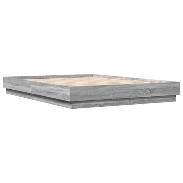 Voodiraam, hall sonoma tamm, 160 × 200 cm, tehispuit — mudel 3209847