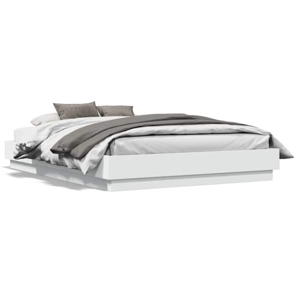 Voodiraam, valge, 135 × 190 cm, tehispuit — mudel 3209877