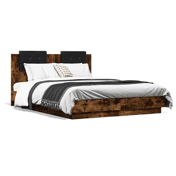 Voodiraam peatsiga, 120 × 190 cm, tehispuit — mudel 3209965