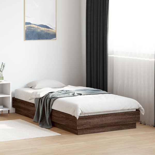 LED-valgustusega voodiraam, pruun tamm, 75 × 190 cm — mudel 839552