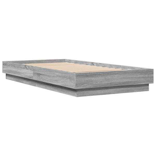 Voodiraam, hall sonoma tamm, 90 × 190 cm, tehispuit — mudel 839635