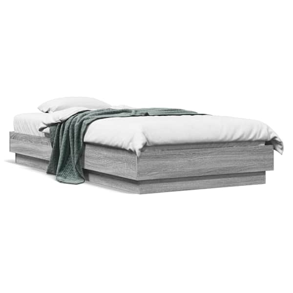 Voodiraam, hall sonoma tamm, 75 × 190 cm, tehispuit — mudel 839642