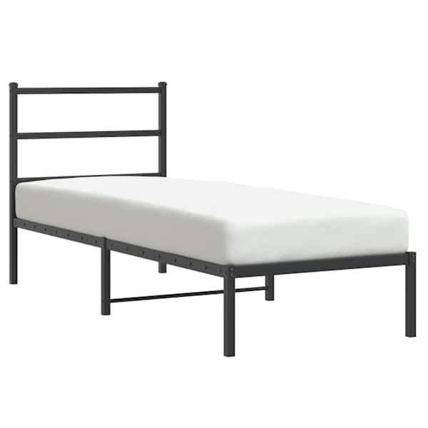 Voodiraam peatsiga, must, 75 × 190 cm, metall — mudel 355355