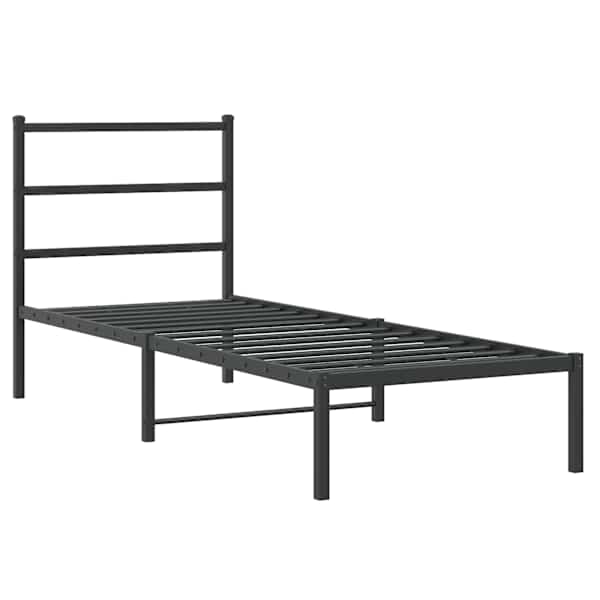 Voodiraam peatsiga, must, 75 × 190 cm, metall — mudel 355355
