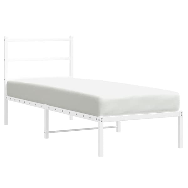 Voodiraam peatsiga, valge, 75 × 190 cm, metall