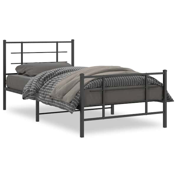Voodiraam, must, 107 × 203 cm, metall — mudel 355575