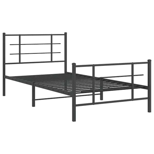 Voodiraam, must, 107 × 203 cm, metall — mudel 355575