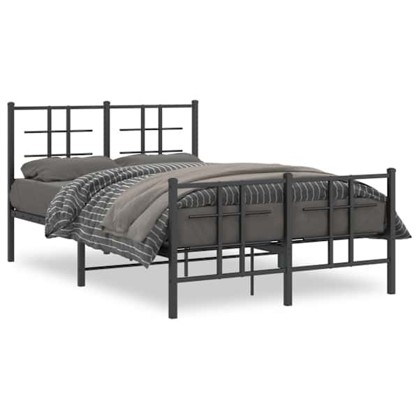 Voodiraam, must, 120 × 190 cm, metall — mudel 355576