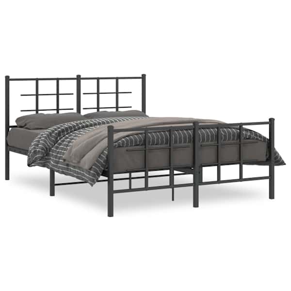 Voodiraam, must, 140 × 190 cm, metall — mudel 355579