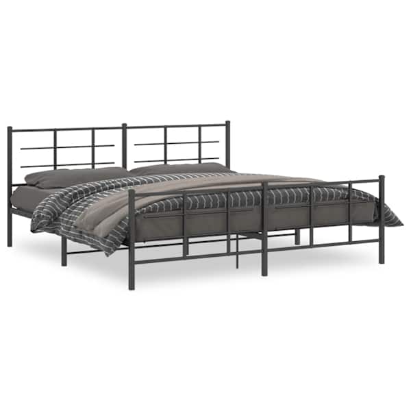 Voodiraam, must, 193 × 203 cm, metall — mudel 355585