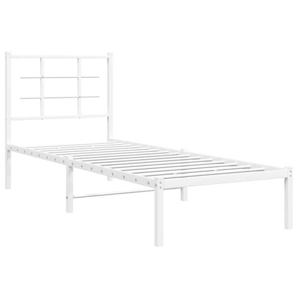 Voodiraam peatsiga, valge, 80 × 200 cm, metall — mudel 355601