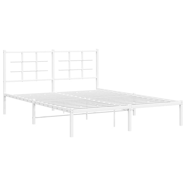 Voodiraam peatsiga, valge, 150 × 200 cm, metall — mudel 355612