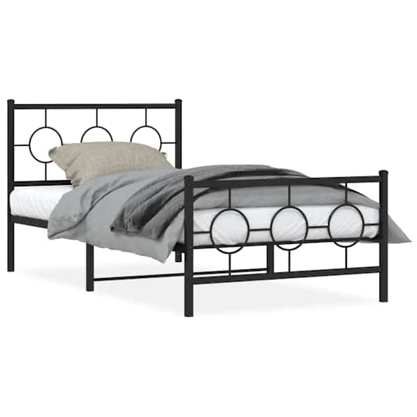 Voodiraam, must, 100 × 190 cm, metall
