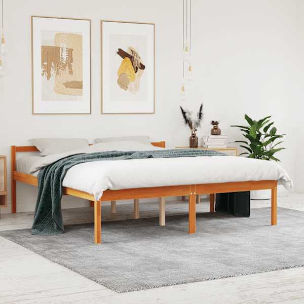 Voodiraam, vahapruun, 150 × 200 cm, männipuit — mudel 844159