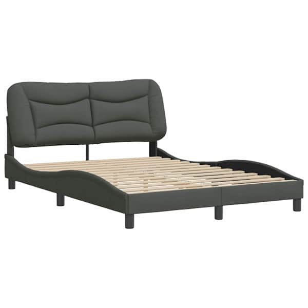 Voodiraam, tumehall, 140 × 190 cm, kangas — mudel 3207766