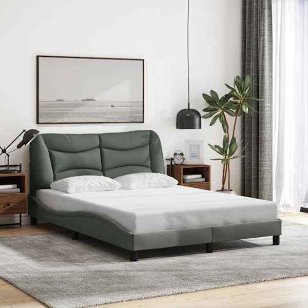 Voodiraam, tumehall, 140 × 190 cm, kangas — mudel 3207766