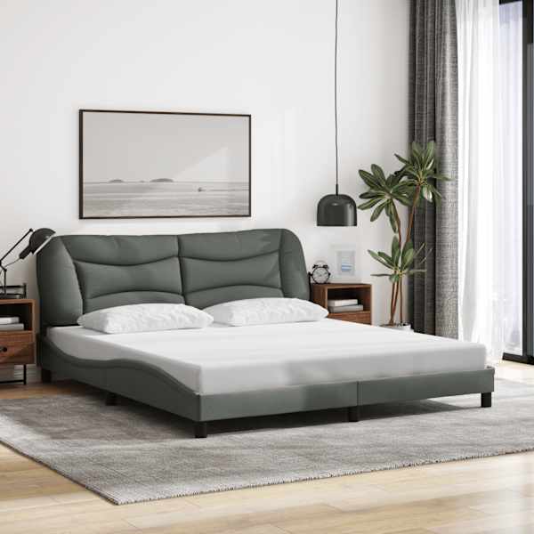 Voodiraam, tumehall, 180 × 200 cm, kangas — mudel 3207787