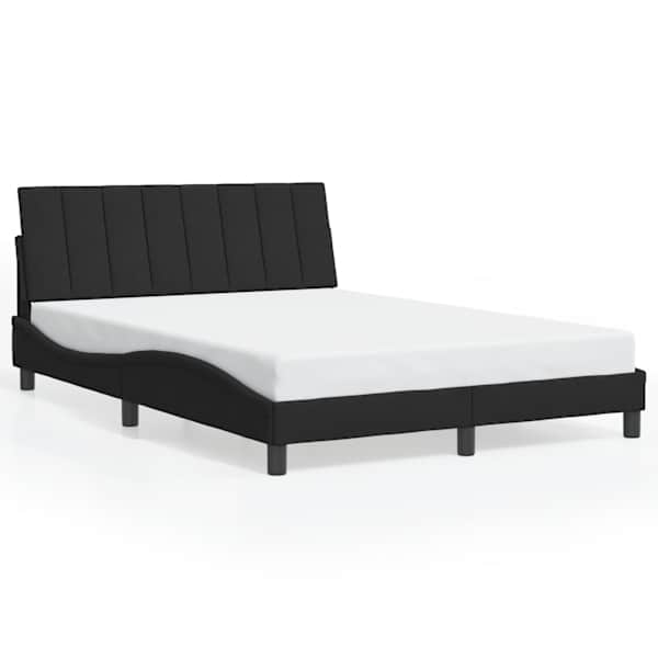 Voodiraam, must, 140 × 190 cm, samet — mudel 3207845