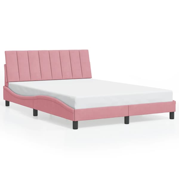 Voodiraam, roosa, 140 × 190 cm, samet — mudel 3207848