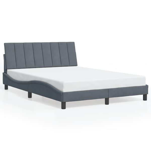 Voodiraam, tumehall, 140 × 200 cm, samet — mudel 3207850