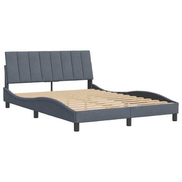 Voodiraam, tumehall, 140 × 200 cm, samet — mudel 3207850
