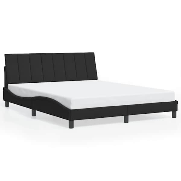 Voodiraam, must, 160 × 200 cm, samet — mudel 3207857