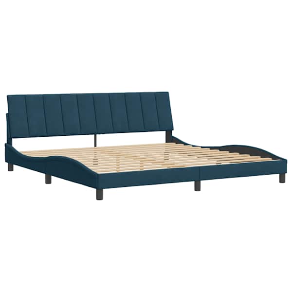 Voodiraam, sinine, 90 × 190 cm, samet — mudel 3207897