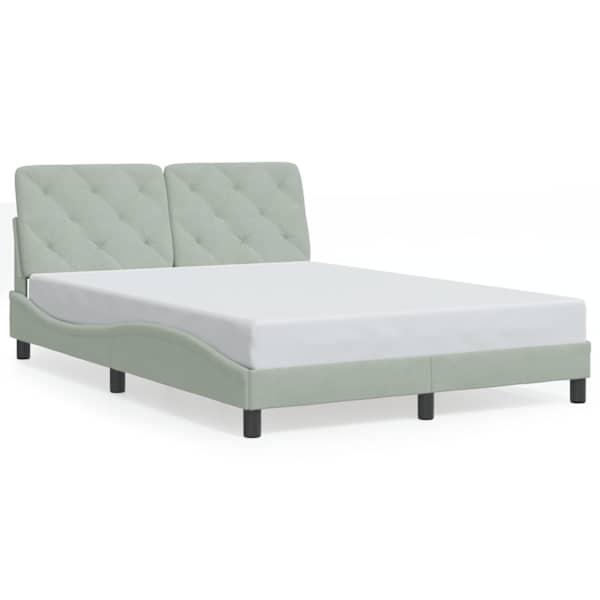Voodiraam, helehall, 140 × 190 cm, samet — mudel 3207917