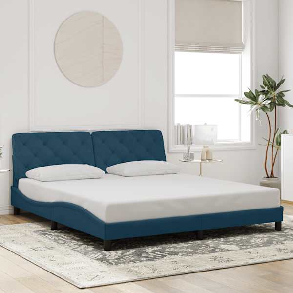 Voodiraam, sinine, 180 × 200 cm, samet — mudel 3207939