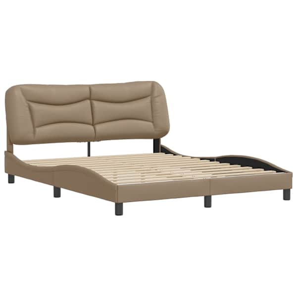 Voodiraam, cappuccino, 160 × 200 cm, kunstnahk — mudel 3208013