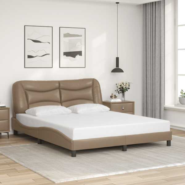 Voodiraam, cappuccino, 160 × 200 cm, kunstnahk — mudel 3208013