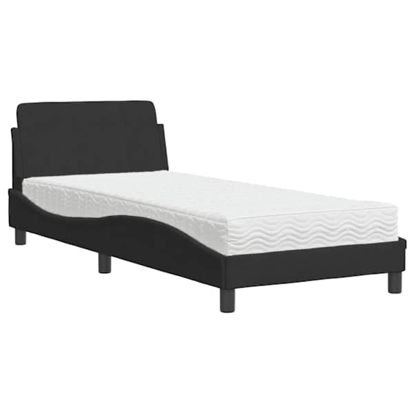 Voodiraam, must, 80 × 200 cm, samet