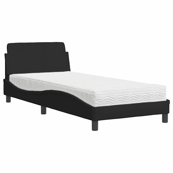 Voodiraam koos poroloonmadratsiga, must, 90 × 200 cm, kangas — mudel 3208326