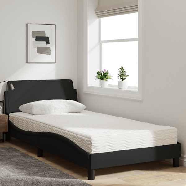 Voodiraam koos poroloonmadratsiga, must, 100 × 200 cm, kangas — mudel 3208346