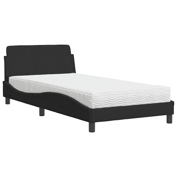 Voodiraam koos poroloonmadratsiga, must, 100 × 200 cm, samet — mudel 3208353
