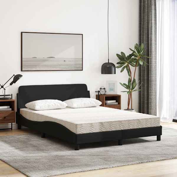 Voodiraam koos poroloonmadratsiga, must, 120 × 200 cm, kangas — mudel 3208366
