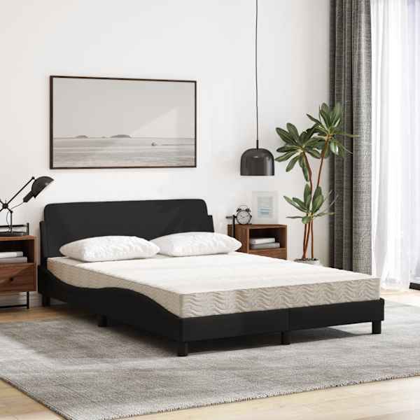 Voodiraam koos poroloonmadratsiga, must, 140 × 190 cm, kangas — mudel 3208386