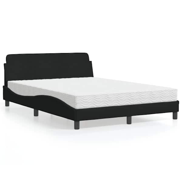 Voodiraam koos poroloonmadratsiga, must, 140 × 190 cm, kangas — mudel 3208386