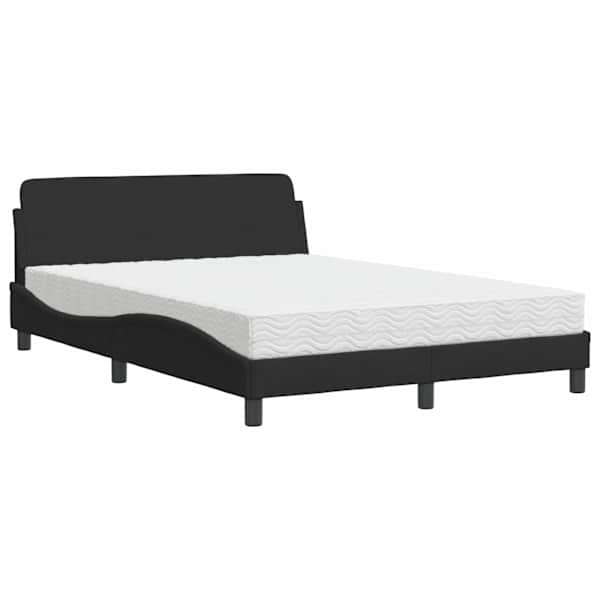 Voodiraam koos poroloonmadratsiga, must, 140 × 190 cm, samet — mudel 3208393