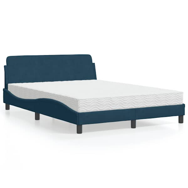 Voodiraam koos poroloonmadratsiga, sinine, 140 × 190 cm, samet — mudel 3208395