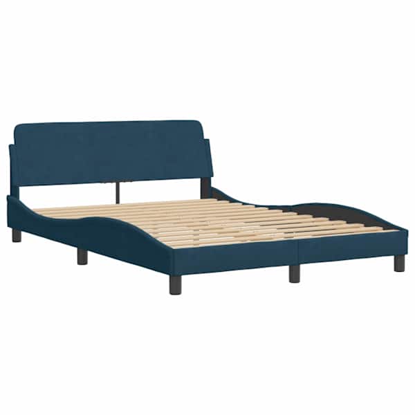 Voodiraam koos poroloonmadratsiga, sinine, 140 × 190 cm, samet — mudel 3208395
