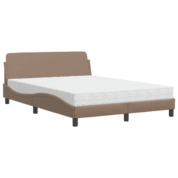 Voodiraam koos poroloonmadratsiga, cappuccino, 140 × 190 cm, kunstnahk — mudel 3208401