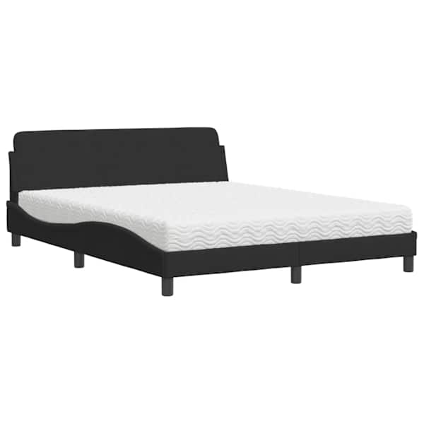 Voodiraam koos poroloonmadratsiga, must, 160 × 200 cm, samet — mudel 3208433
