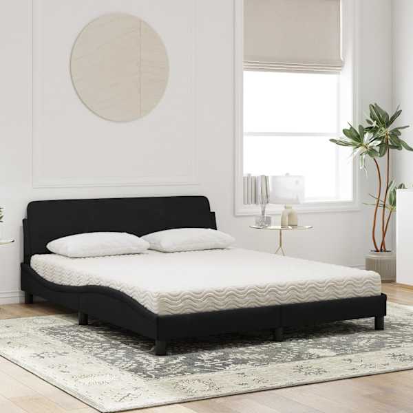 Voodiraam koos poroloonmadratsiga, must, 160 × 200 cm, samet — mudel 3208433