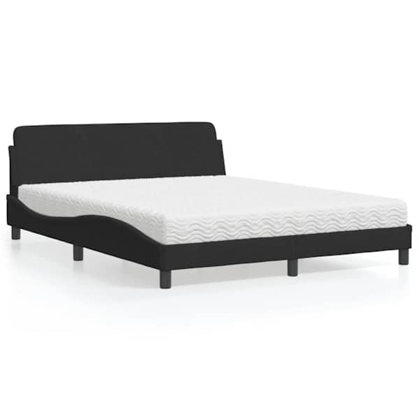 Voodiraam koos poroloonmadratsiga, must, 160 × 200 cm, samet — mudel 3208433