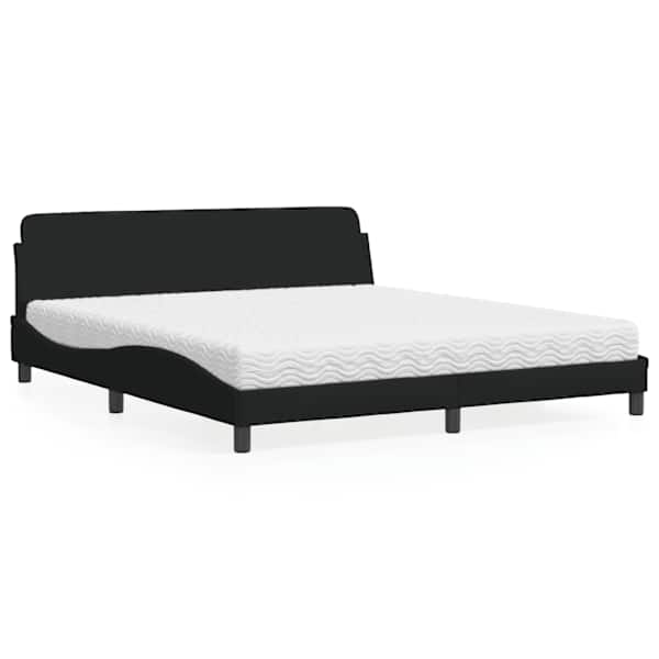 Voodiraam koos poroloonmadratsiga, must, 180 × 200 cm, kangas — mudel 3208446