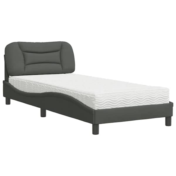 Voodiraam koos poroloonmadratsiga, tumehall, 90 × 200 cm, kangas — mudel 3208507